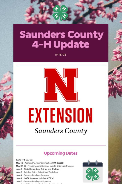 Saunders County 4-H Update