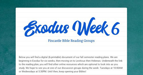 Exodus Week 6