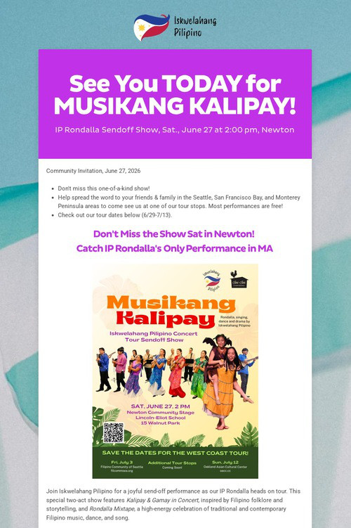 See You TODAY for MUSIKANG KALIPAY!