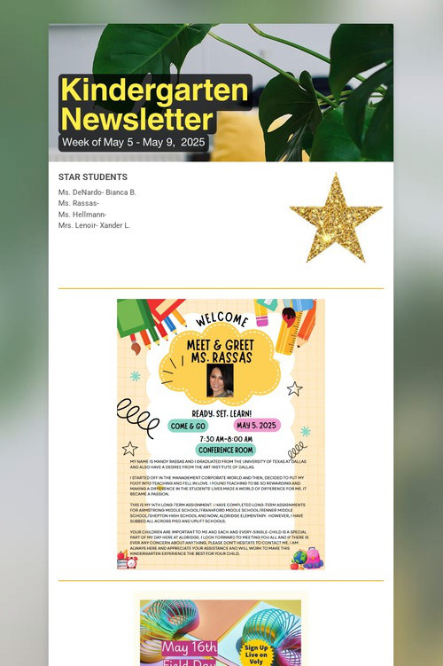 Kindergarten Newsletter