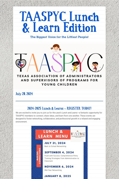 TAASPYC Lunch & Learn Edition