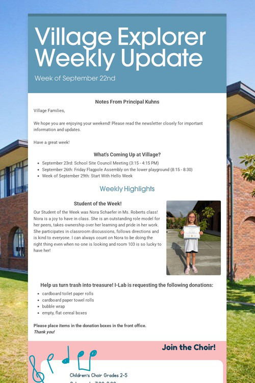 Village Explorer Weekly Update