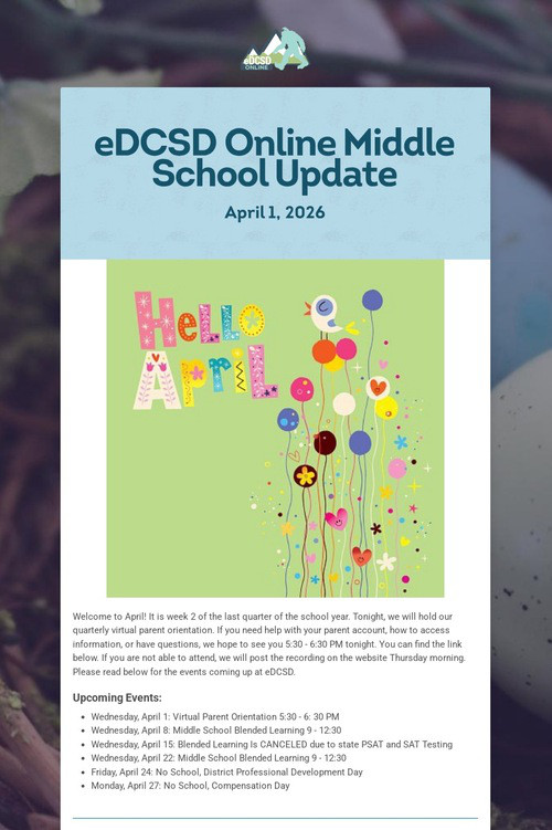 eDCSD Online Middle School Update