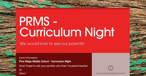 PRMS - Curriculum Night