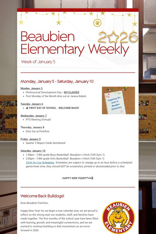 Beaubien Elementary Weekly