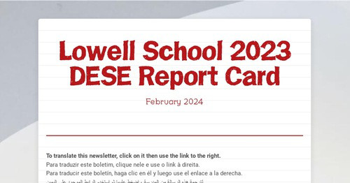 Lowell School 2023 DESE Report Card