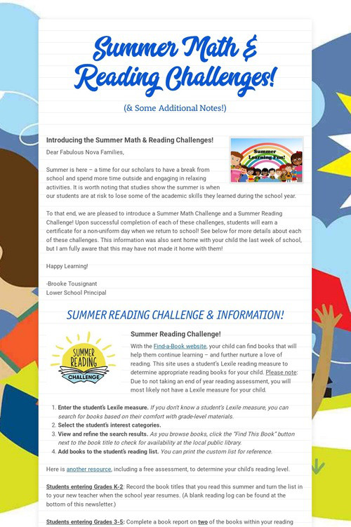 Summer Math & Reading Challenges!