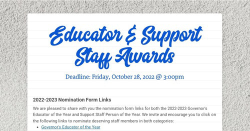 Educator & Support Staff Awards