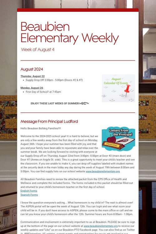 Beaubien Elementary Weekly