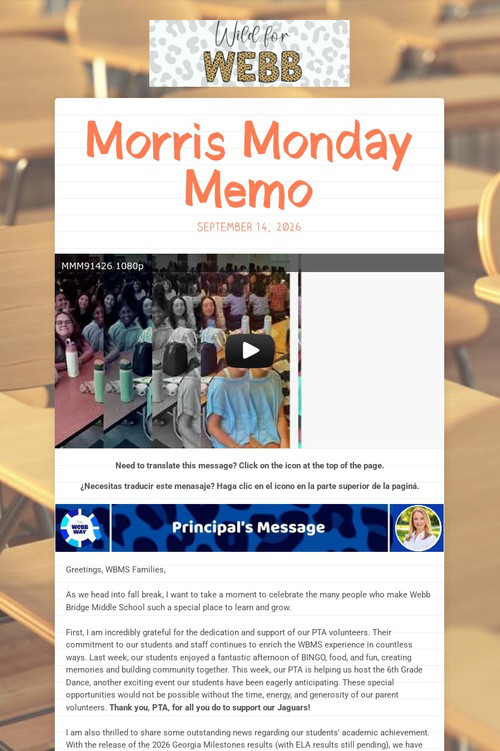 Morris Monday Memo