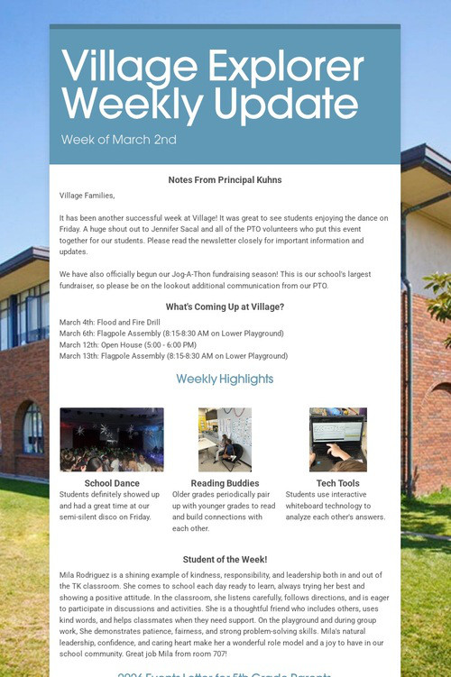 Village Explorer Weekly Update