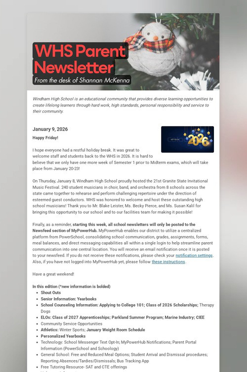 WHS Parent Newsletter