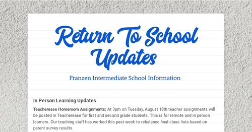 Return To School Updates | Smore Newsletters for Education