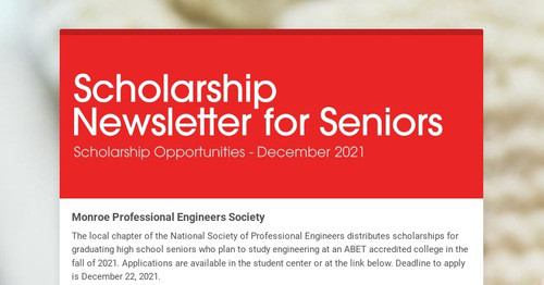 Scholarship Newsletter for Seniors