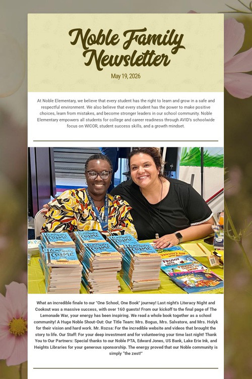 Noble Family Newsletter