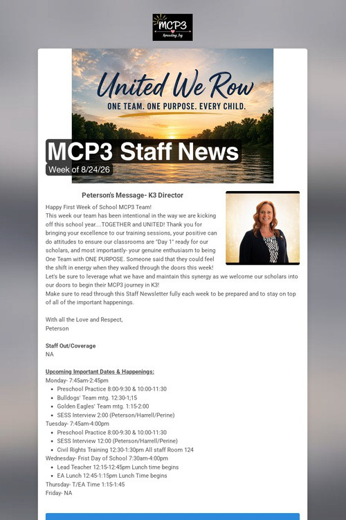 MCP3 Staff News