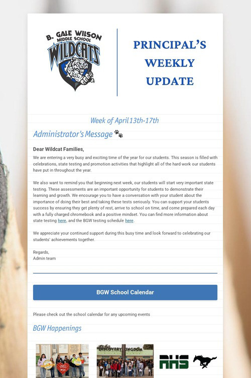 Principal's Weekly Update