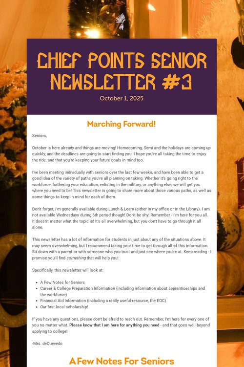 Chief Points Senior Newsletter #3