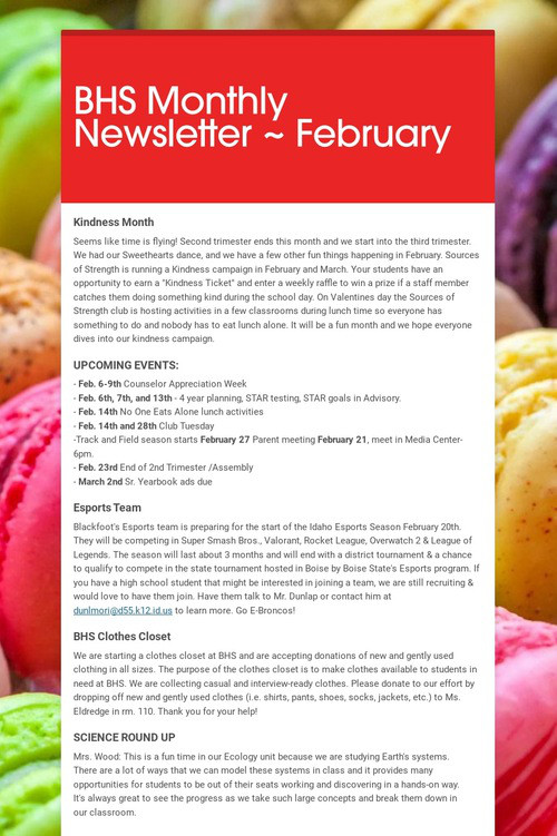 BHS Monthly Newsletter ~ February