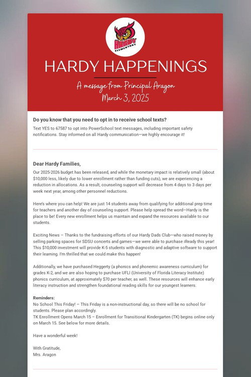 Hardy Happenings