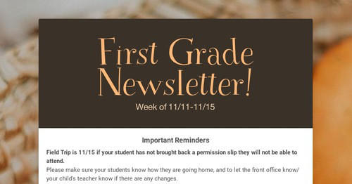 First Grade Newsletter!