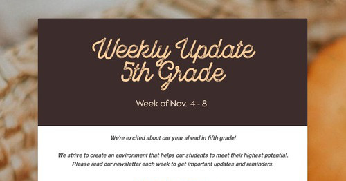 Weekly Update 5th Grade