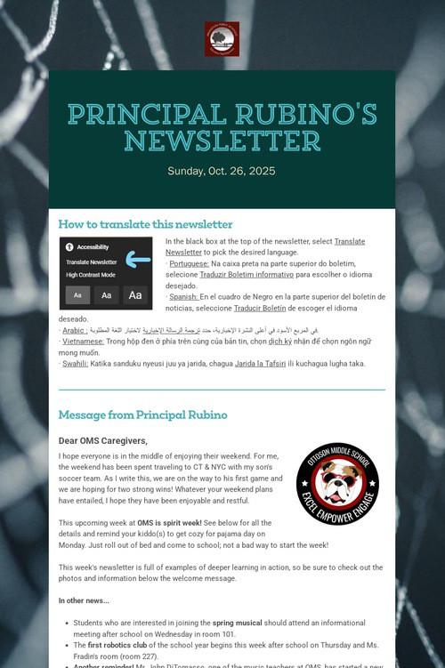 Principal Rubino's Newsletter