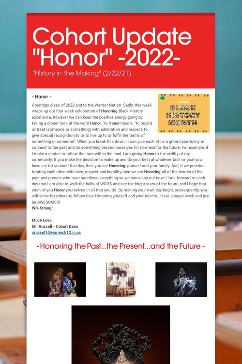 Cohort Update "Honor" -2022-