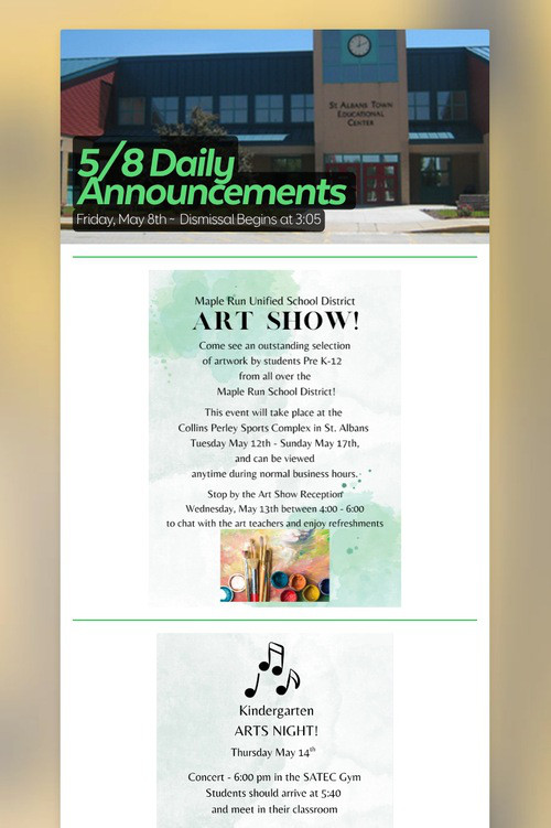 5/8 Daily Announcements