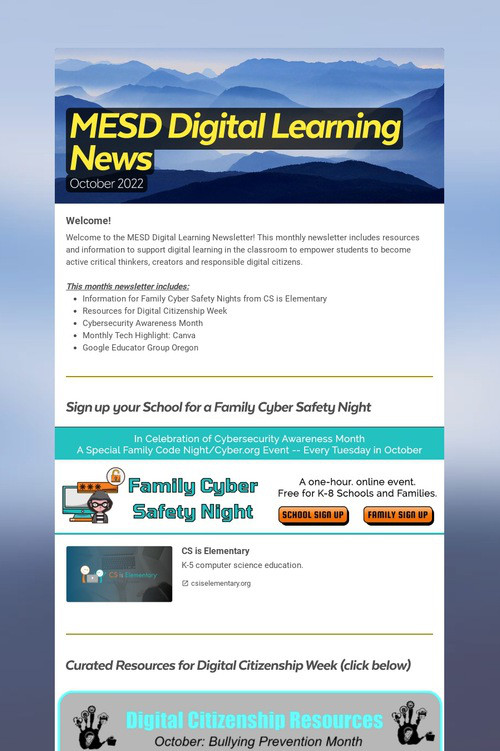 MESD Digital Learning News