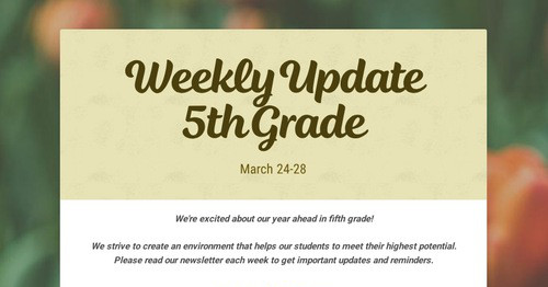 Weekly Update 5th Grade