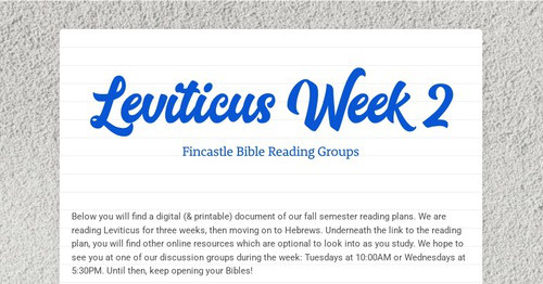Leviticus Week 2