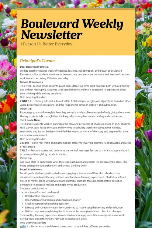 Boulevard Weekly Newsletter