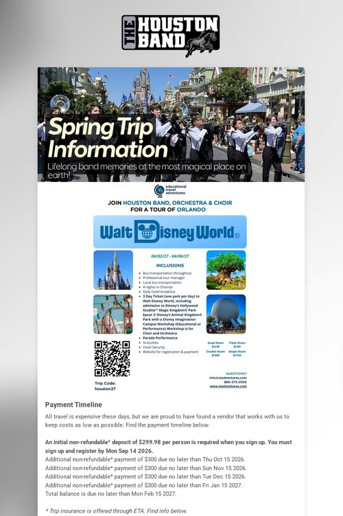 Spring Trip Information