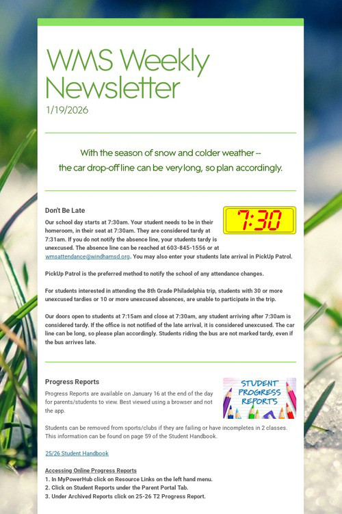 WMS Weekly Newsletter