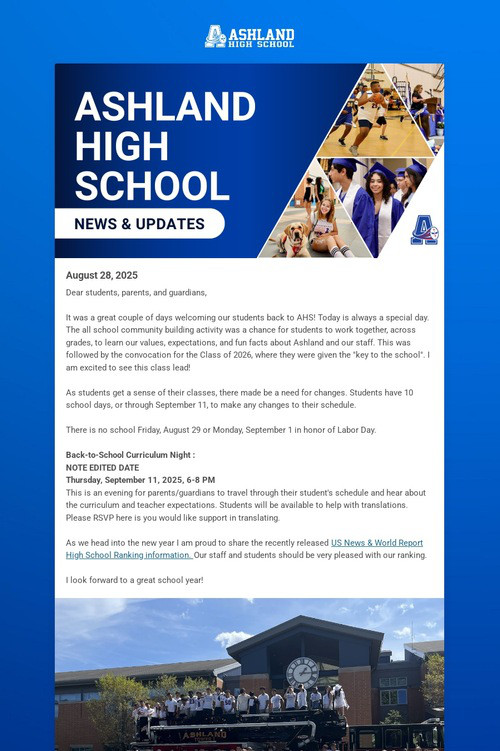 Ashland High School Weekly Update