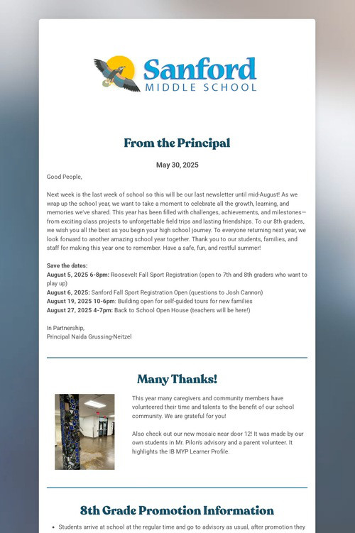 Sanford Family Newsletter