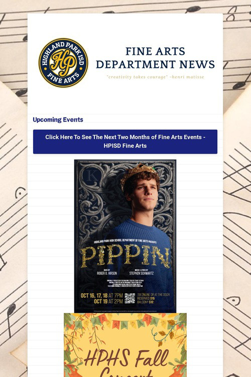 9/26/25 Fine Arts Department News