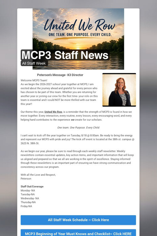 MCP3 Staff News