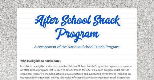 After School Snack Program