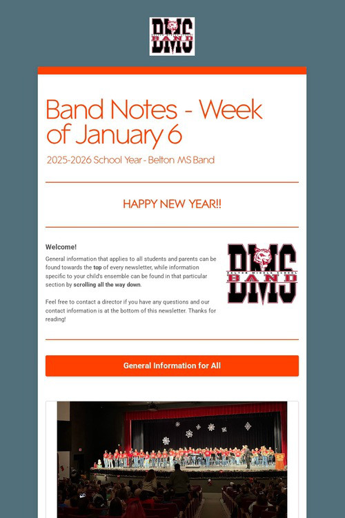 Band Notes - Week of January 6