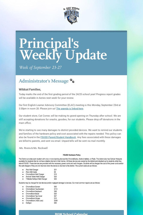 Principal's Weekly Update