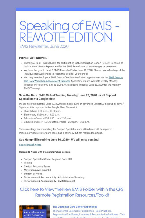 Speaking of EMIS - REMOTE EDITION