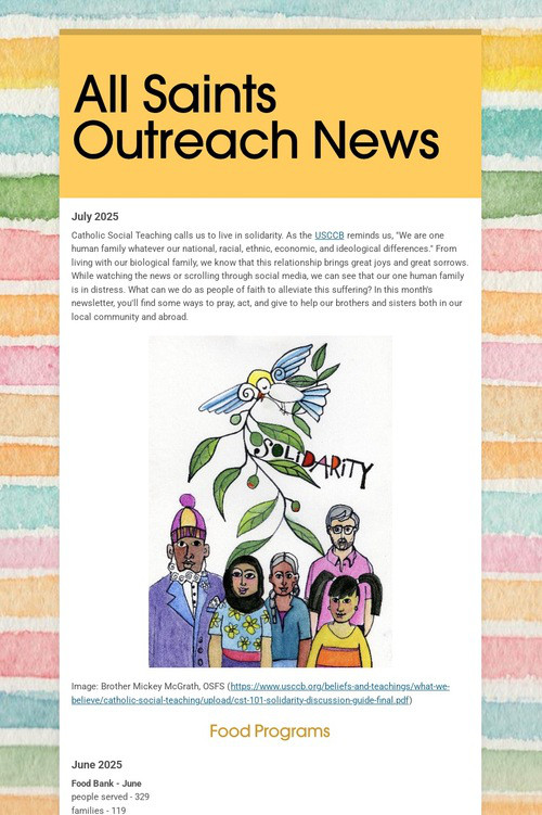 All Saints Outreach News