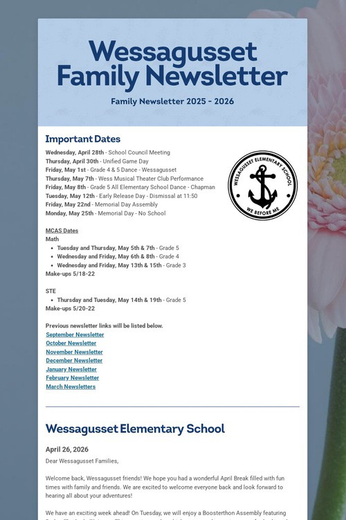 Wessagusset Family Newsletter