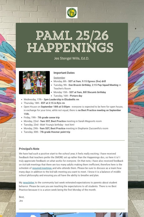 PAML 25/26 Happenings