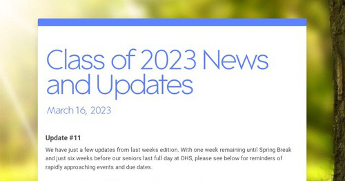 Class of 2023 News and Updates