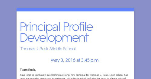 Principal Profile Development | Smore Newsletters for Education