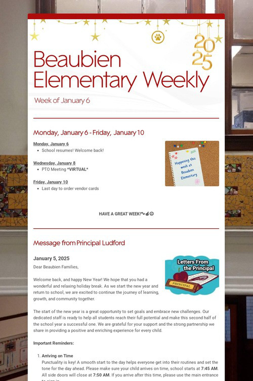 Beaubien Elementary Weekly
