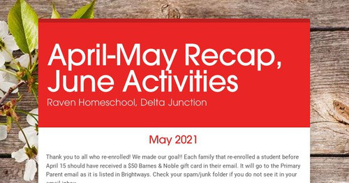 April-May Recap, June Activities